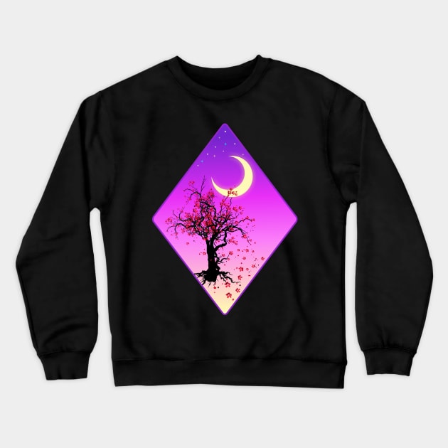 Romantic Night | Cherry Blossom | Sakura Tree by Visualuv Crewneck Sweatshirt by VISUALUV